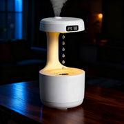 LED Clock Humidifier with Floating Water Drops β USB Ultrasonic Mist Humidifier for Bedroom, Soft Glow Night Light, Silent <36dB, 1L Mini Air Moisturizer