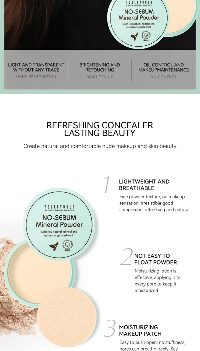 No-Sebum Setting Powder | Waterproof & Sweat-Resistant Oil Control