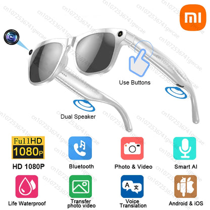 Xiaomi MIJIA Smart Glasses 1080P HD Camera | Bluetooth AI Voice Control & Dual Speaker Sunglasses – Waterproof, Photo & Video Recorder
