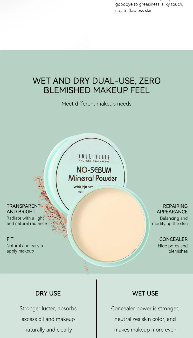 No-Sebum Setting Powder | Waterproof & Sweat-Resistant Oil Control