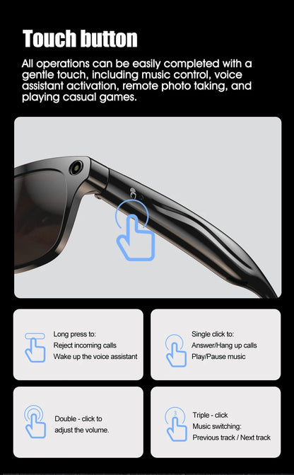 Xiaomi MIJIA Smart Glasses 1080P HD Camera | Bluetooth AI Voice Control & Dual Speaker Sunglasses – Waterproof, Photo & Video Recorder