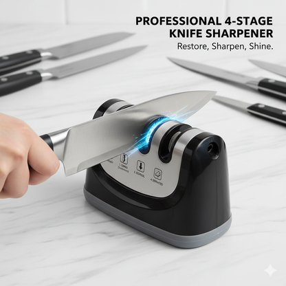 Professional 4-in-1 Knife Sharpener | Multi-Functional Kitchen Blade & Scissor Sharpener